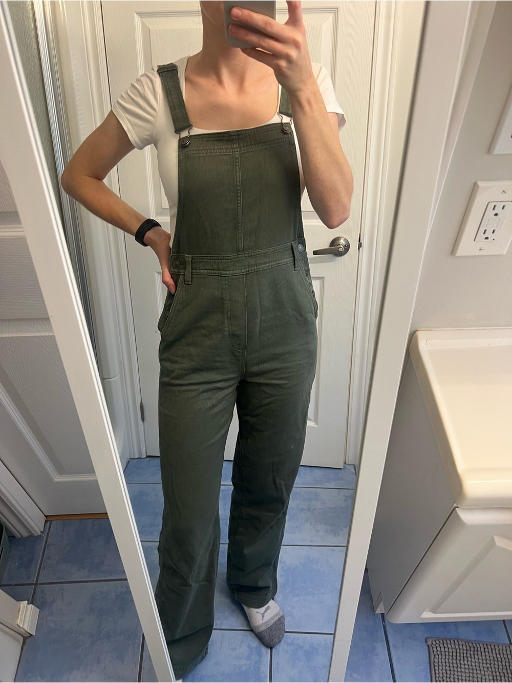 aerie Olive Green Denim Overalls